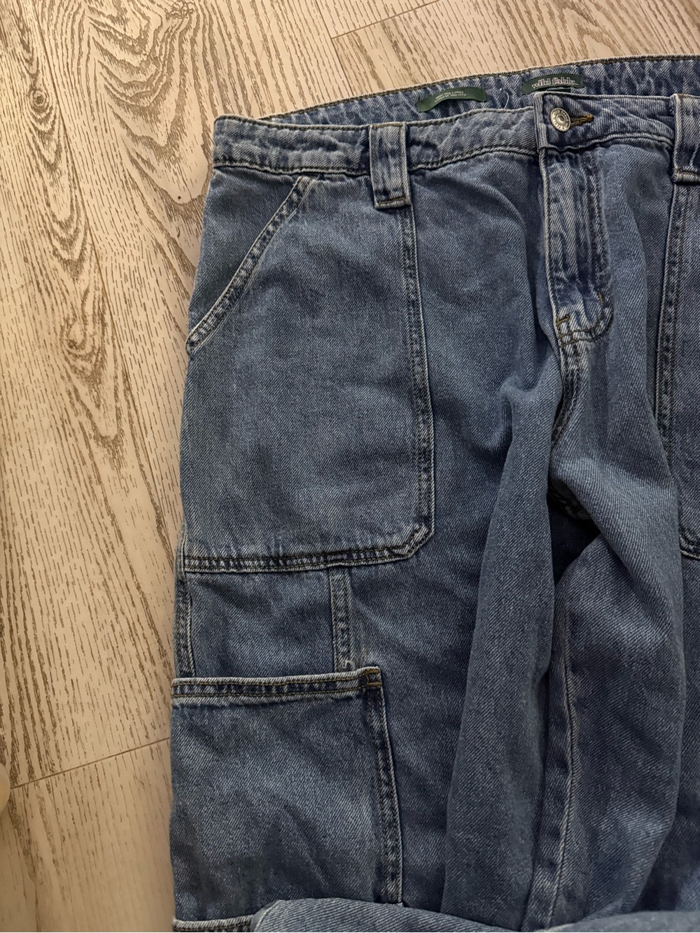 Sz16 31.5 inseam Women’s Hi Rise Cargo Blue Cargo Jeans - Picture 3 of 9